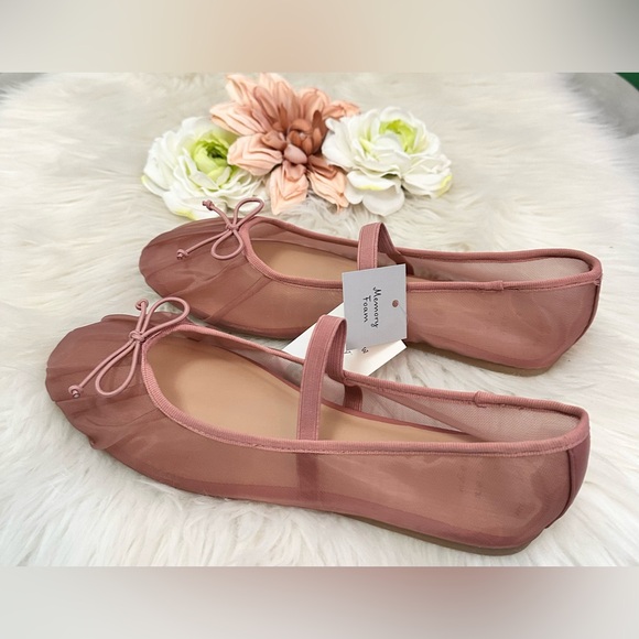 Pink Mesh Ballet Flats with Bow Sz 8.5 NEW! - Picture 4 of 6